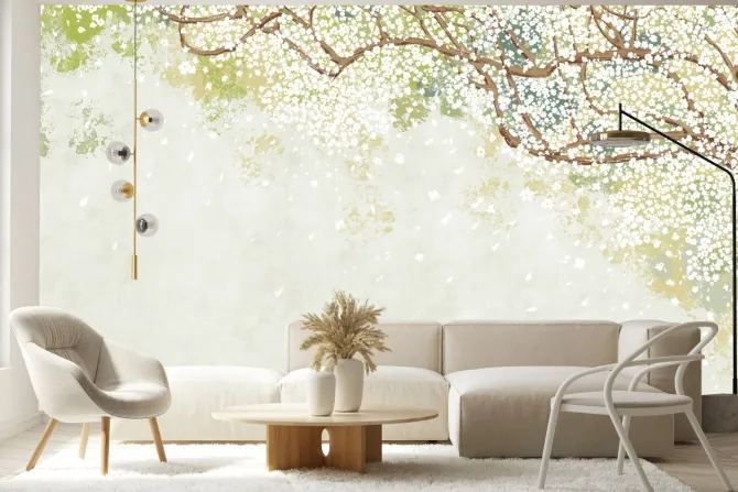 Fototapeta: Kwitnące drzewo z białymi kwiatami