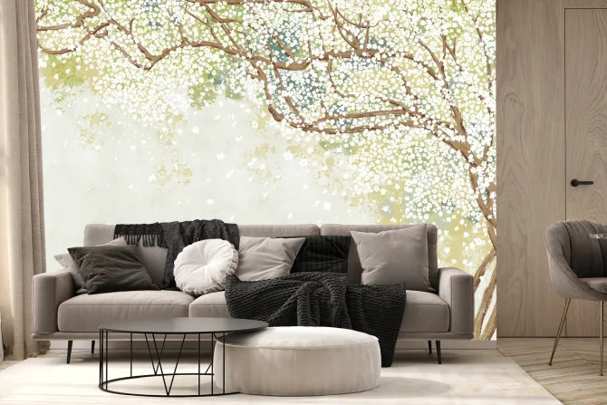 Fototapeta: Kwitnące drzewo z białymi kwiatami