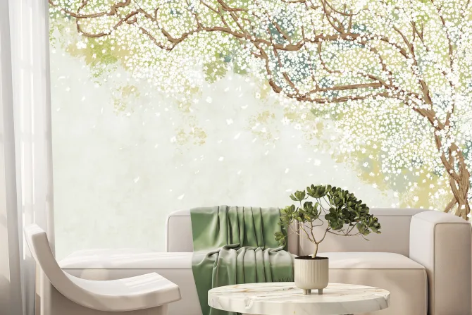 Fototapeta: Kwitnące drzewo z białymi kwiatami