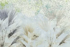 Fototapeta: Kwitnące drzewo i liście palmowe