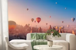 Fototapeta: Landscape sunrise in cappadocia with set colorful hot air balloon