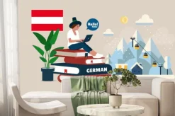 Fototapeta: Language school online german course. study foreign languages