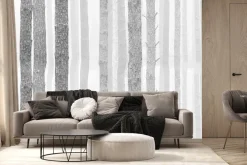 Fototapeta: Las brzozowy w szarych kolorach