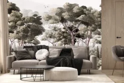 Fototapeta: Las z bujną roślinnością z krzewami