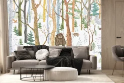 Fototapeta: Las ze zwierzętami i bujną roślinnością