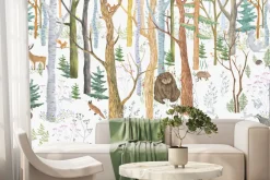 Fototapeta: Las ze zwierzętami i bujną roślinnością