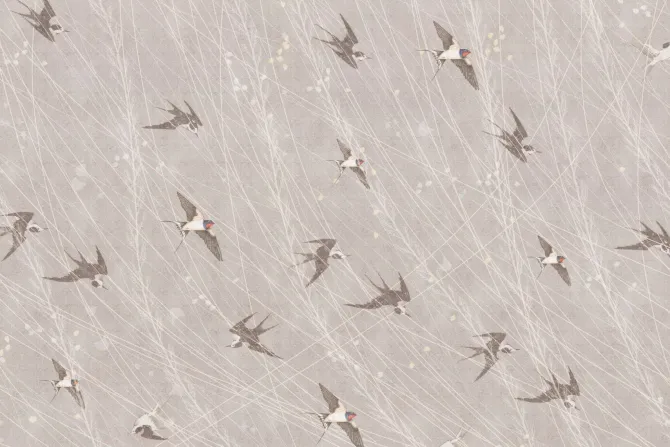 Fototapeta: Latające ptaki na beżowym tle