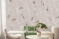Fototapeta: Latające ptaki na beżowym tle