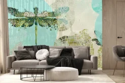 Fototapeta: Latające ważki z akwarelowymi akcentami abstrakcyjny wzór