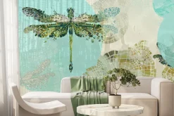 Fototapeta: Latające ważki z akwarelowymi akcentami abstrakcyjny wzór