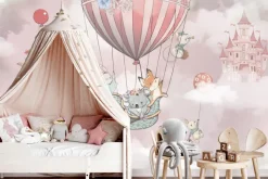 Fototapeta: Latający lis z koalą i zającem w balonie