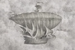 Fototapeta: Latający statek w stylu vintage