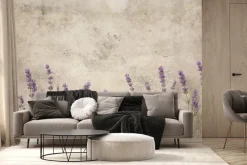 Fototapeta: Lawenda na beżowym betonie