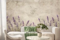 Fototapeta: Lawenda na beżowym betonie