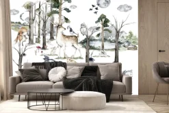 Fototapeta: Leśna sceneria z dzikimi zwierzętami