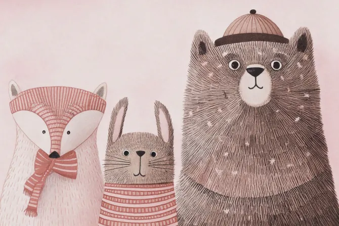 Fototapeta: Leśne zwierzęta w akwarelowym stylu