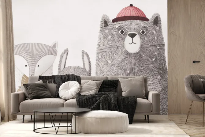 Fototapeta: Leśne zwierzęta w akwarelowym stylu