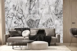 Fototapeta: Leśne zwierzęta liście i drzewa geometryczne tło