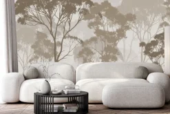 Fototapeta: Leśny krajobraz drzewa w odcieniach brązu