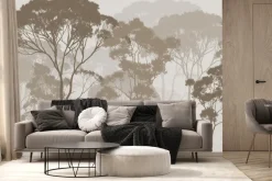 Fototapeta: Leśny krajobraz drzewa w odcieniach brązu