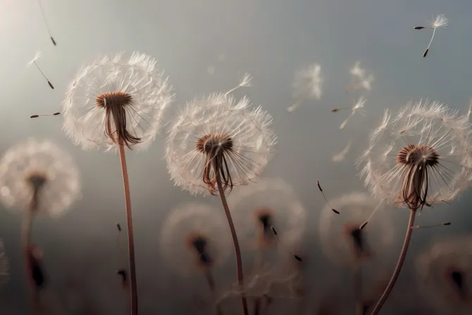 Fototapeta: Letnia łąka z dmuchawcami