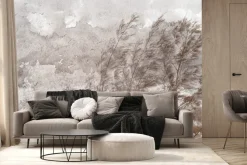 Fototapeta: Liściaste drzewa na wietrze wśród ptaków