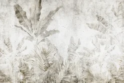 Fototapeta: Liście bananowca na betonowej ścianie w stylu urban jungle