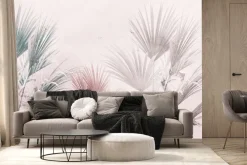 Fototapeta: Liście drzew palm na jasnym tle
