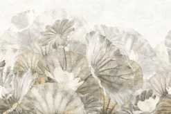 Fototapeta: Liście i kwiaty lilii malowane na murze