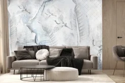 Fototapeta: Liście i żurawie na betonowej ścianie