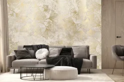 Fototapeta: Liście miłorzębu ze złotym zdobieniem