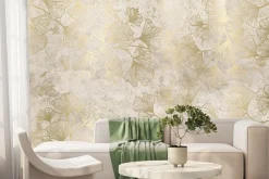 Fototapeta: Liście miłorzębu ze złotym zdobieniem