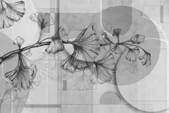 Fototapeta: Liście na szarym geometrycznym tle