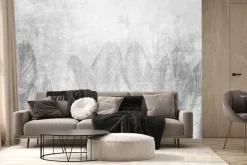 Fototapeta: Liście na szarym betonie