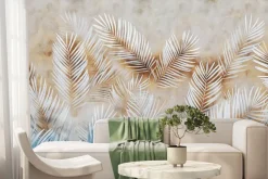 Fototapeta: Liście palm na niebiesko-brązowym tle