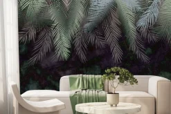 Fototapeta: Liście palm na ciemnym tle