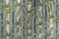 Fototapeta: Liście palm na tle niebieskich pasków