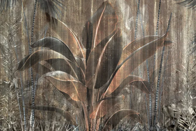 Fototapeta: Liście palm w abstrakcyjne ciemnej dżungli