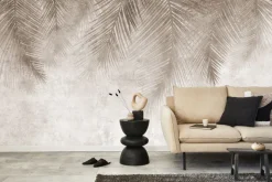 Fototapeta: Liście palmy zwisające z góry w odcieniach brązu