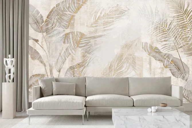 Fototapeta: Liście tropikalne efekt betonu