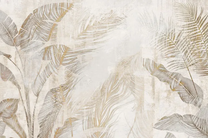 Fototapeta: Liście tropikalne efekt betonu