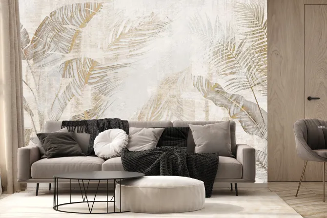 Fototapeta: Liście tropikalne efekt betonu