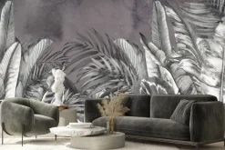 Fototapeta: Liście tropikalne w szarościach