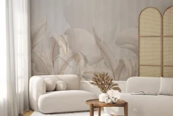 Fototapeta: Liście tropikalne na tle z jasnymi pasami i teksturą w eleganckim