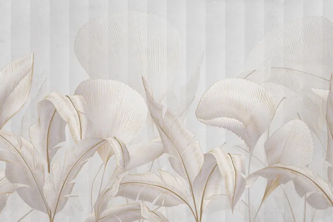 Fototapeta: Liście tropikalne na tle z jasnymi pasami i teksturą w eleganckim