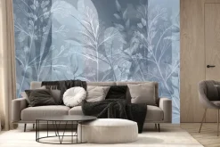 Fototapeta: Liście w szarym i niebieskim kolorze