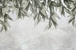 Fototapeta: Liście zwisające z góry na tle betonu