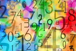 Fototapeta: Liczby na kolorowym tle w stylu akwareli