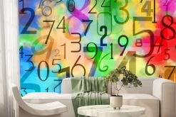 Fototapeta: Liczby na kolorowym tle w stylu akwareli