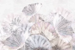 Fototapeta: Lilie wodne i liście w pastelowych barwach